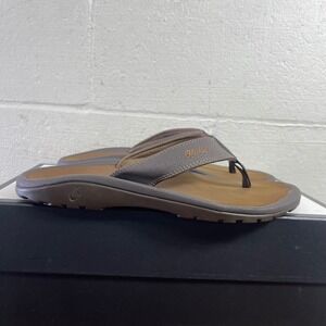 OluKai Ohana 10110A-4827 Dark Java Brown Sandals Flip Flops Men's 10 US/43 EU